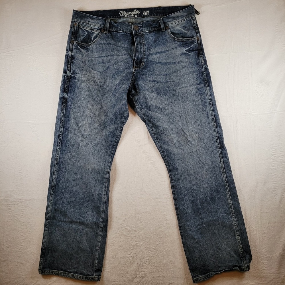 Wrangler Retro Mens Slim Boot Jeans Size 38x32